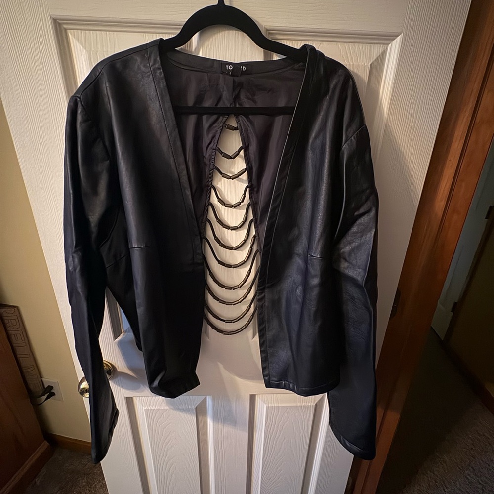 Torrid Black Leather Jacket with Chain Accent